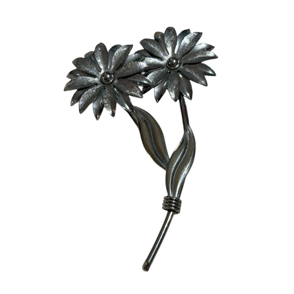 Vintage Large Silver Flower Brooch
